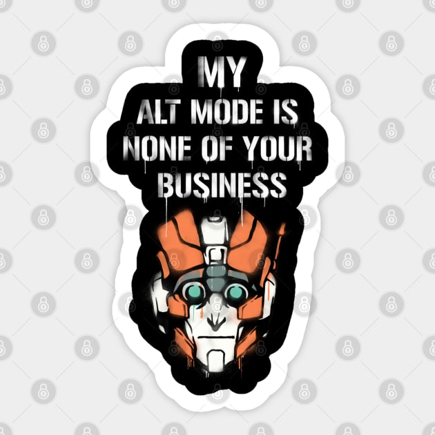 TF - Alt Mode (white) Sticker by DEADBUNNEH